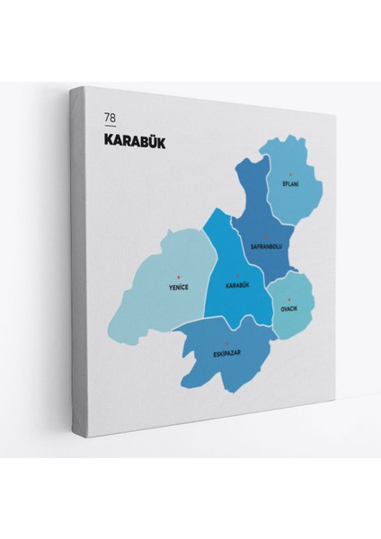 Karabük İli ve İlçeler Haritası Dekoratif Kanvas Tablo 1375 fiyatları