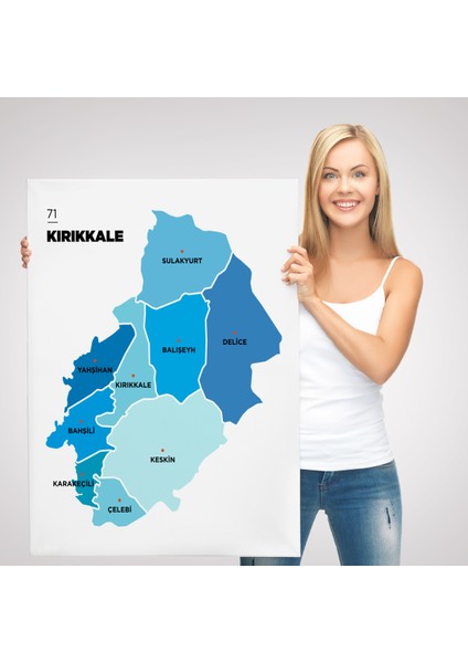 Kırıkkale İli ve İlçeler Haritası Dekoratif Kanvas Tablo 1393 modelleri