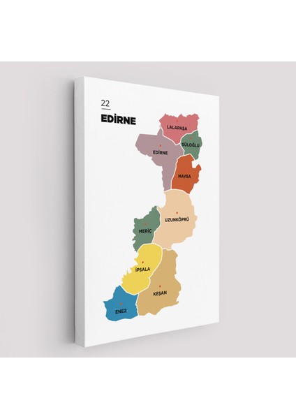 Edirne İli ve İlçeler Haritası Dekoratif Kanvas Tablo 1328 fiyatları