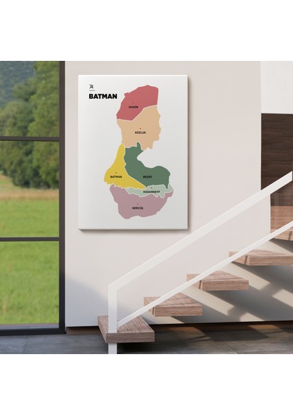 Batman İli ve İlçeler Haritası Dekoratif Kanvas Tablo 1286 fırsatları