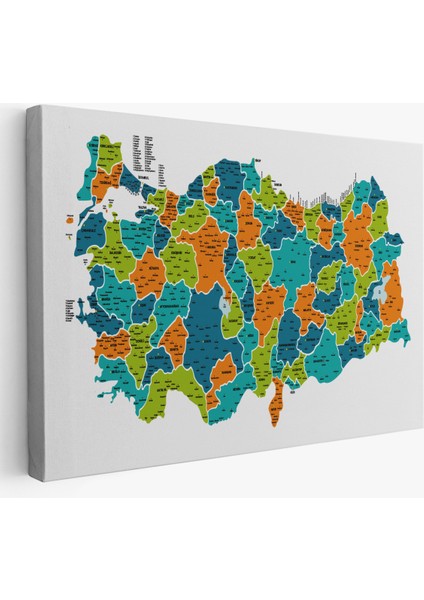 Türkiye Haritası Kanvas Tablo İl ve İlçeli Ayrıntılı Eğitici Dekoratif Tablo 3043 fiyatları