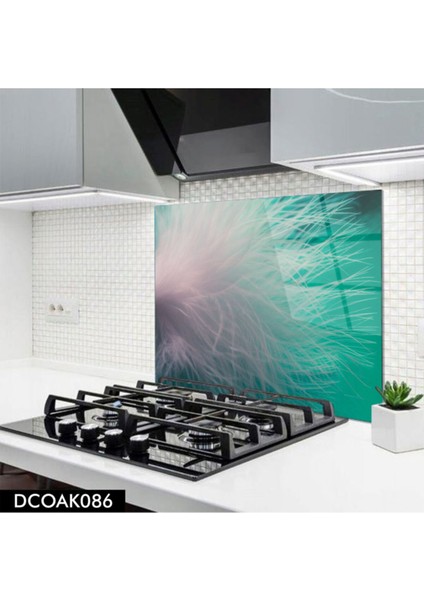 Cam Ocak Arkası Koruyucu | Tüy Desenli