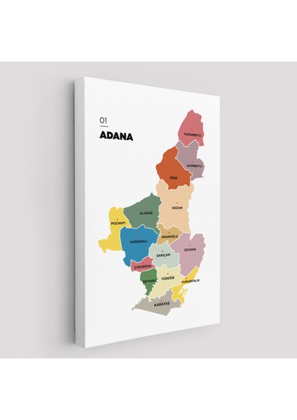 Adana İli ve İlçeler Haritası Dekoratif Kanvas Tablo 1246 fiyatları