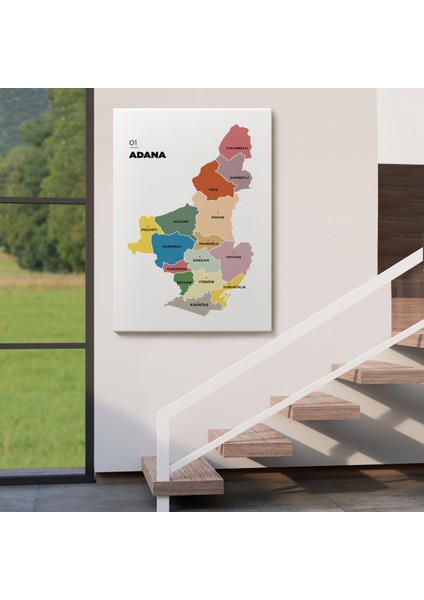 Adana İli ve İlçeler Haritası Dekoratif Kanvas Tablo 1246 fırsatları