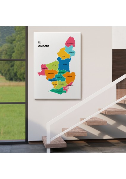 Adana İli ve İlçeler Haritası Dekoratif Kanvas Tablo 1248 fırsatları