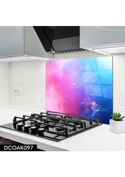 Cam Ocak Arkası Koruyucu | Renkli Gökyüzü Desenli