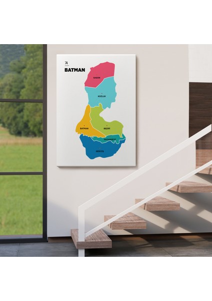 Batman İli ve İlçeler Haritası Dekoratif Kanvas Tablo 1285