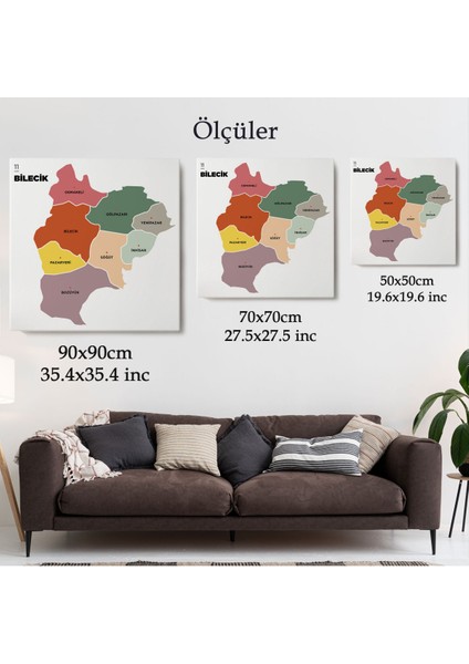 Bilecik İli ve İlçeler Haritası Dekoratif Kanvas Tablo 1292 indirimleri