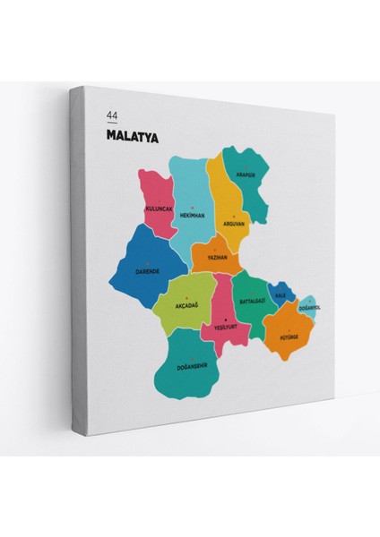 Malatya İli ve İlçeler Haritası Dekoratif Kanvas Tablo 1409