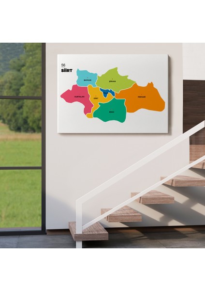 Siirt İli ve İlçeler Haritası Dekoratif Kanvas Tablo 1448 fırsatları