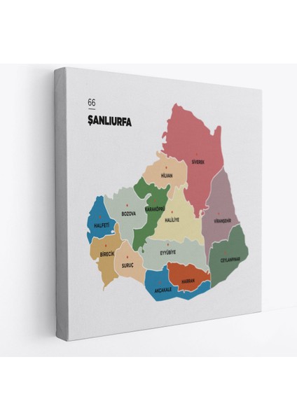 Şanlıurfa İli ve İlçeler Haritası Dekoratif Kanvas Tablo 1458