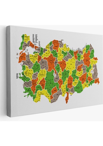Türkiye Haritası Kanvas Tablo İl ve İlçeli Ayrıntılı Eğitici Dekoratif Tablo 3027 fiyatları