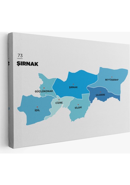 Şırnak İli ve İlçeler Haritası Dekoratif Kanvas Tablo 1462 fiyatları