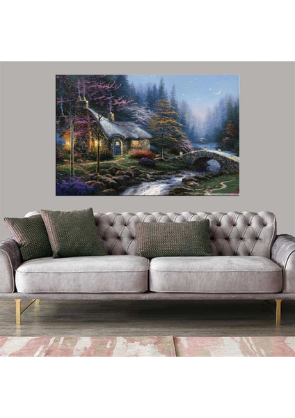 Dekoratif Baskı Masal Evi Kanvas Tablo