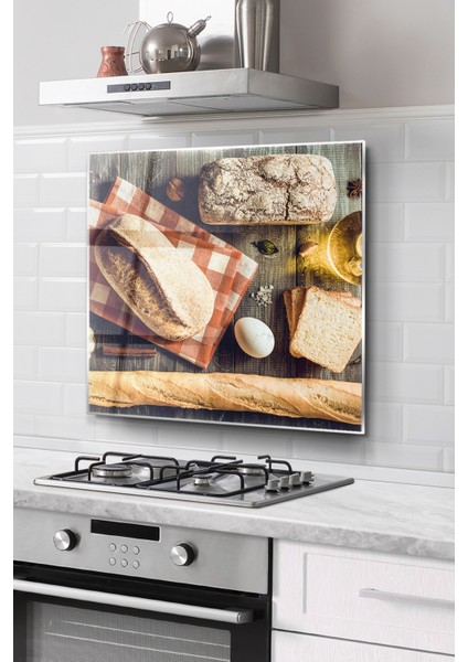 Ocak Arkası Cam Koruyucu Tezgah Ankastre Arkası Koruyucu | Ekmek Desenli