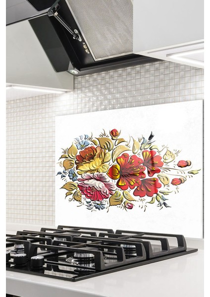 Cam Ocak Arkası Koruyucu Ankastre Arkası Koruyucu | Çiçek