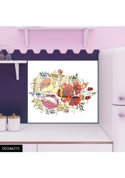 Cam Ocak Arkası Koruyucu Ankastre Arkası Koruyucu | Çiçek modelleri