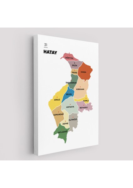 Hatay İli ve İlçeler Haritası Dekoratif Kanvas Tablo 1355 fiyatları