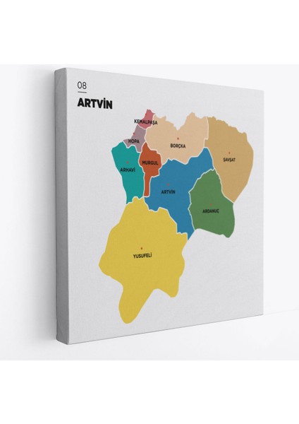 Artvin İli ve İlçeler Haritası Dekoratif Kanvas Tablo 1274 fiyatları