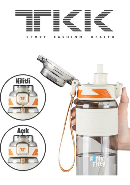 Tkk 600 ml Çift Kullanım Pipetli/rahat Içim Bpa Içermeyen Taşıma Askılı Tritan Su Matarası FFTKK1019-600