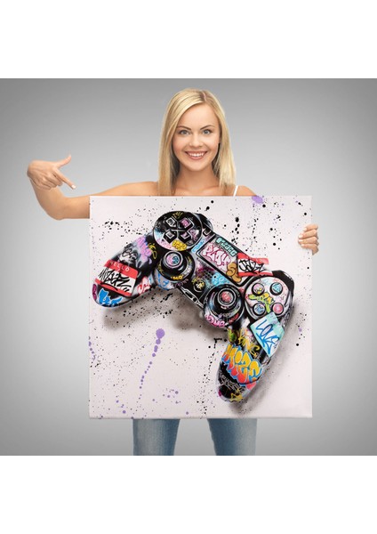 Joy Stick Graffiti Kanvas Duvar Tablosu, Banksy Sokak Graffiti Posteri-5345
