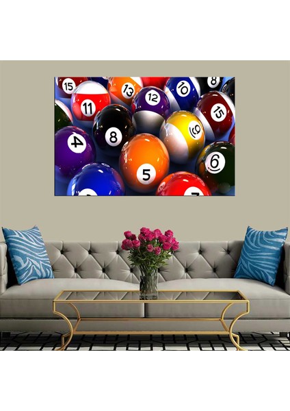 Dekoratif Baskı Bilardo Topları Kanvas Tablo