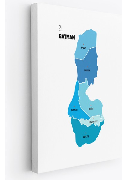 Batman İli ve İlçeler Haritası Dekoratif Kanvas Tablo 1287 fiyatları