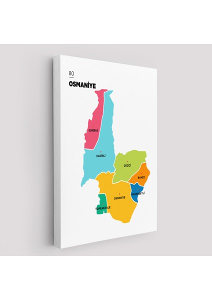 Osmaniye İli ve İlçeler Haritası Dekoratif Kanvas Tablo 1436 fiyatları