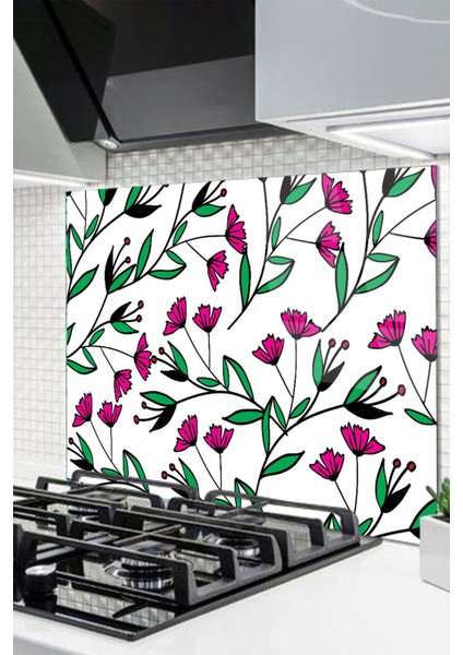 Cam Ocak Arkası Koruyucu Ankastre Arkası Koruyucu | Çiçek