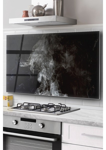 Ocak Arkası Cam Koruyucu Tezgah Ankastre Arkası Koruyucu | Duman Desenli