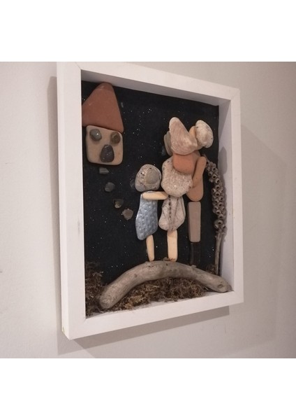 Özel Tasarım Çakıl Taşı Tablo Aile Temalı Pebble Art