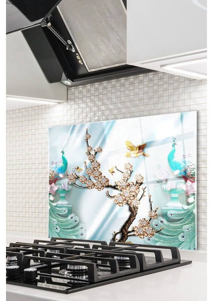 Cam Ocak Arkası Koruyucu Ankastre Arkası Koruyucu | Tavuz Kuşu