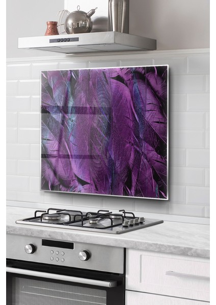 Ocak Arkası Cam Koruyucu Tezgah Ankastre Arkası Koruyucu | Tüy Desenli