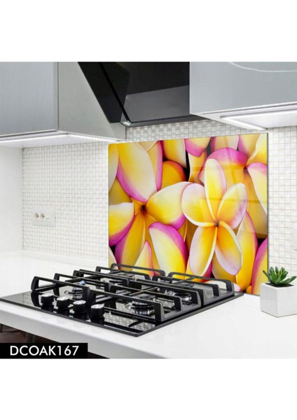 Cam Ocak Arkası Koruyucu | Çiçek Desenli