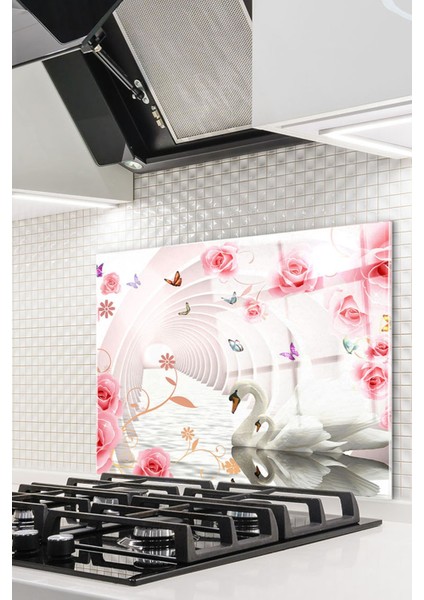 Cam Ocak Arkası Koruyucu Ankastre Arkası Koruyucu | Kuğu