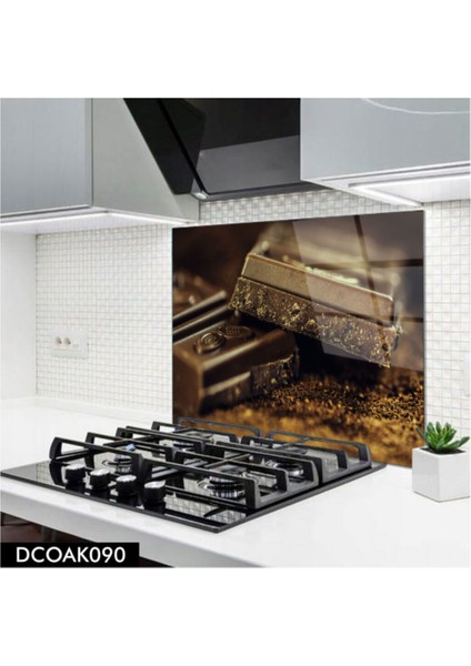 Cam Ocak Arkası Koruyucu | Çikolata Desenli