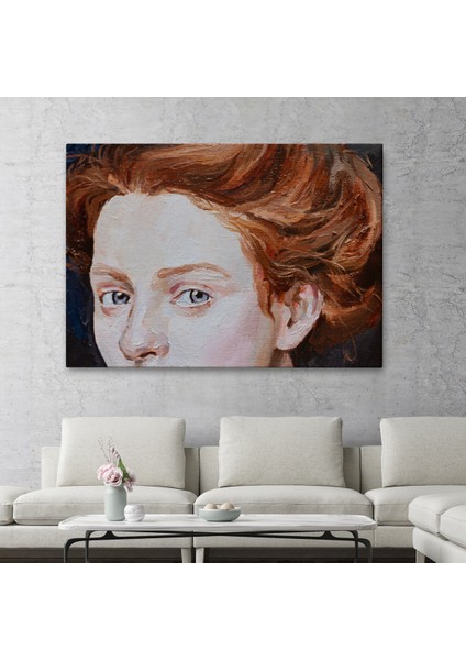 Kızıl Saçlı Kadın Yağlıboya Görünüm Dekoratif Tablo-3741