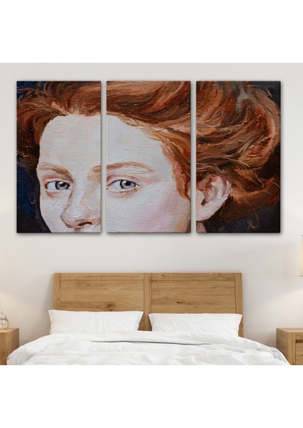 Kızıl Saçlı Kadın Yağlıboya Görünüm Dekoratif Tablo-3741 modelleri