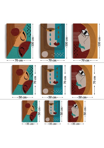 Yaratıcı Soyut Geometrik 3'lü Portre Seti Kanvas Duvar Tablosu-Ad-4 fırsatları