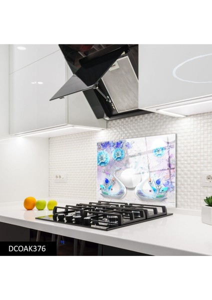 Cam Ocak Arkası Koruyucu | Çiçek