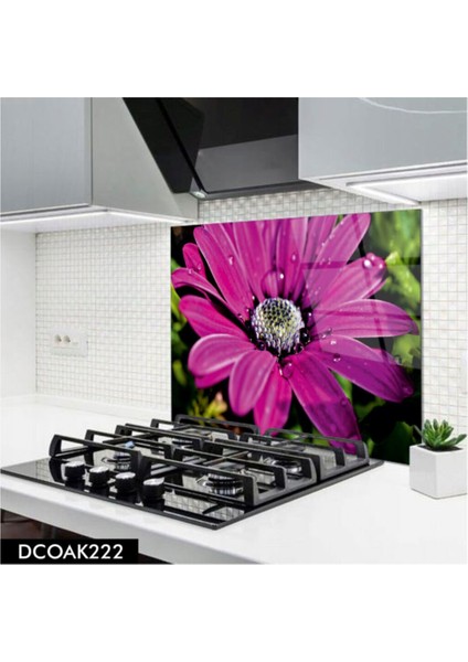 Cam Ocak Arkası Koruyucu | Çiçek