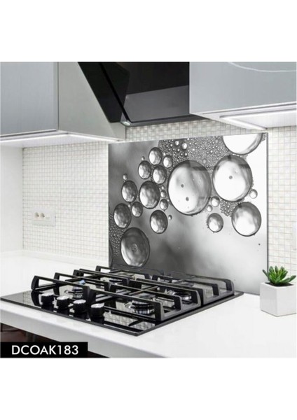 Cam Ocak Arkası Koruyucu | Siyah Desen