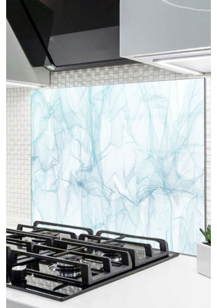 Cam Ocak Arkası Koruyucu Ankastre Arkası Koruyucu | Mavi Dali