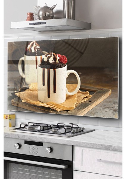 Ocak Arkası Cam Koruyucu Tezgah Ankastre Arkası Koruyucu | Fincan ve Tatlı