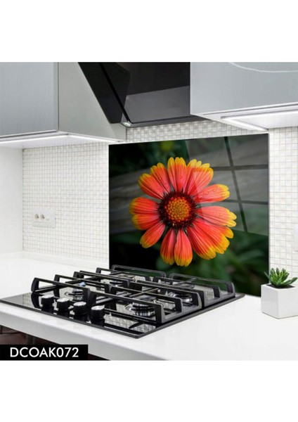 Cam Ocak Arkası Koruyucu | Çiçek Model