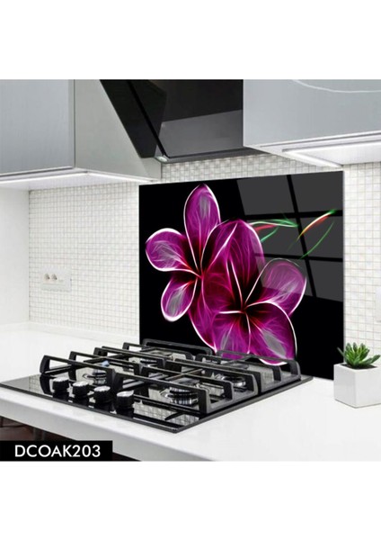 Cam Ocak Arkası Koruyucu | Çiçek