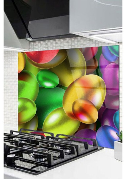 Cam Ocak Arkası Koruyucu Ankastre Arkası Koruyucu | Renkli Yumurta