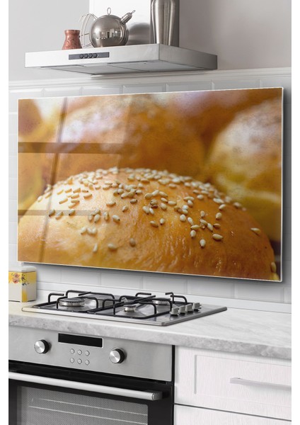 Ocak Arkası Cam Koruyucu Tezgah Ankastre Arkası Koruyucu | Ekmek Desenli