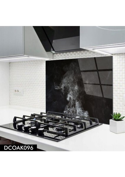 Cam Ocak Arkası Koruyucu | Duman Desenli