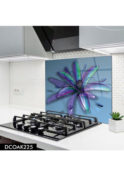 Cam Ocak Arkası Koruyucu | Çiçek